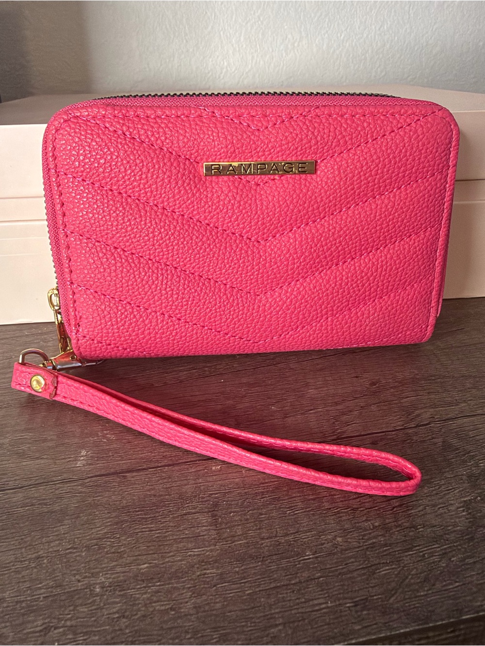 Rampage Hot Pink Quilted Zip Wristlet